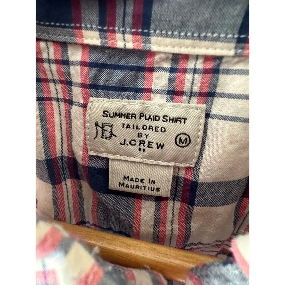 Tailored by J. Crew Summer Plaid Long Sleeve Button-Up Shirt Men's Medium